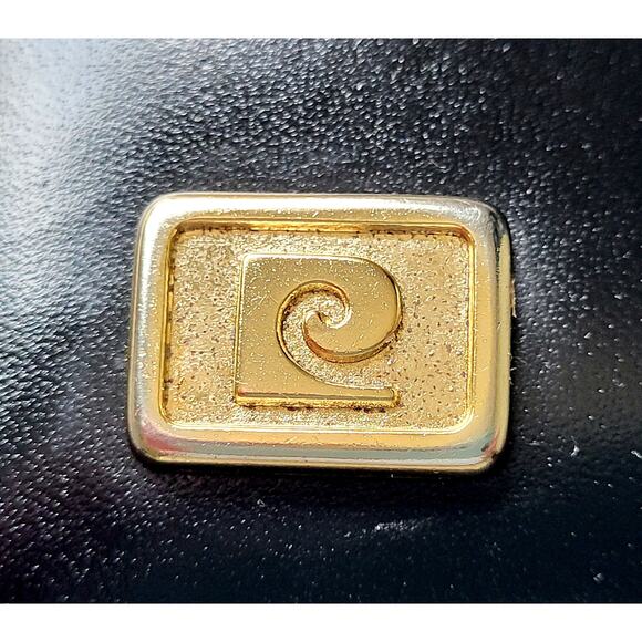 Vintage Pierre Cardin Clutch Shoulder Handbag Structured Black Leather 1970s - Picture 3 of 12